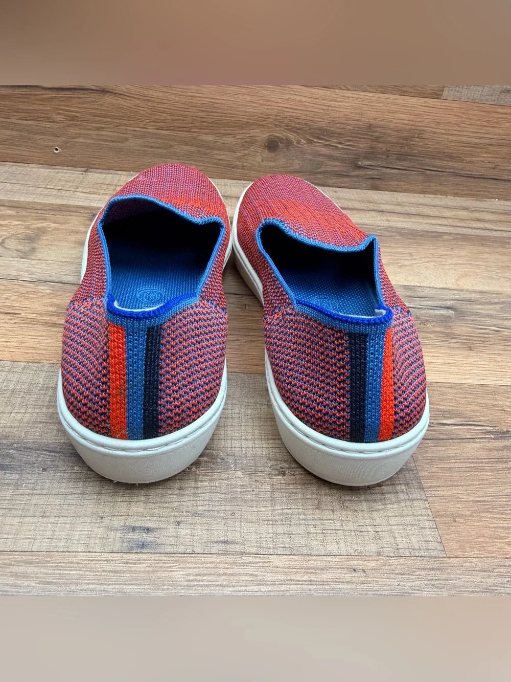 Rothy's size 7 The Sneaker Tangerine Multicolor Stitched Slip On Shoes
